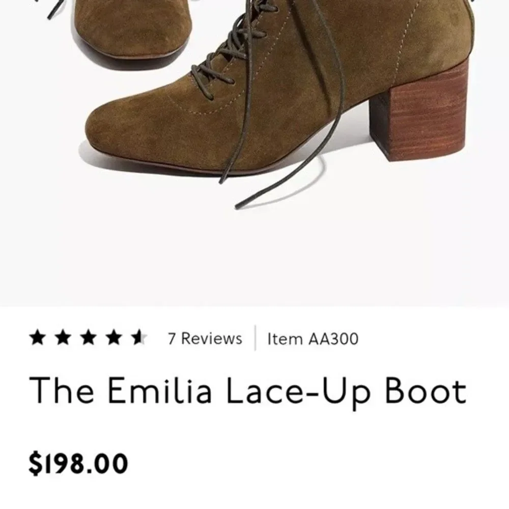 Madewell the Emilia lace up boot brown size 7